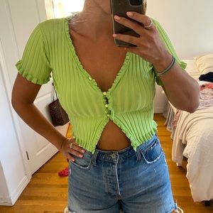 Princess Poly Short sleeve open button top size S/M